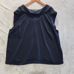 Eloquii Womens Black Low Back Short Sleeve Blouse Size 22 Business Work Office